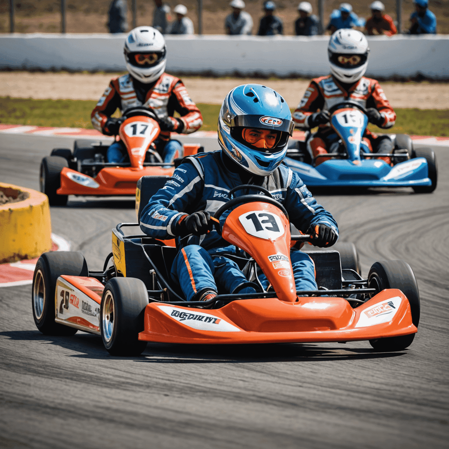 Imagen de go-karts en la pista de Karting 1Win en Perú, mostrando corredores novatos y experimentados disfrutando de la emoción de las carreras.