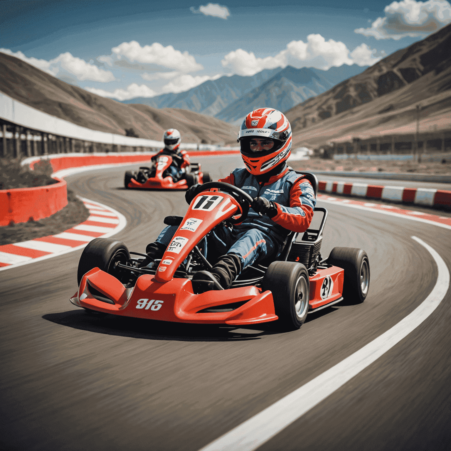 Go-karts compitiendo en la pista de Karting 1Win en Perú