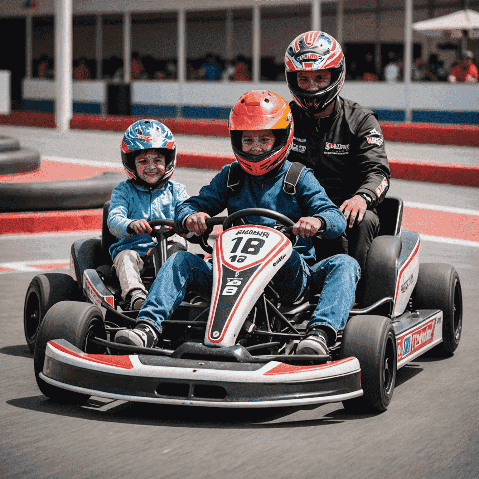 Imagen de una familia disfrutando de los beneficios del go-karting en las instalaciones de Karting 1Win en Perú, mostrando la diversión y la emoción para todas las edades.